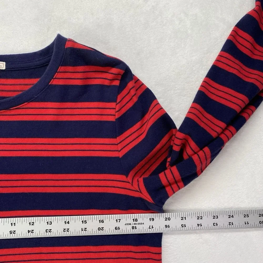 Gap top Womens M Red Blue Striped Crew Neck Long‎ Sleeve Shirt cotton - Picture 2 of 9